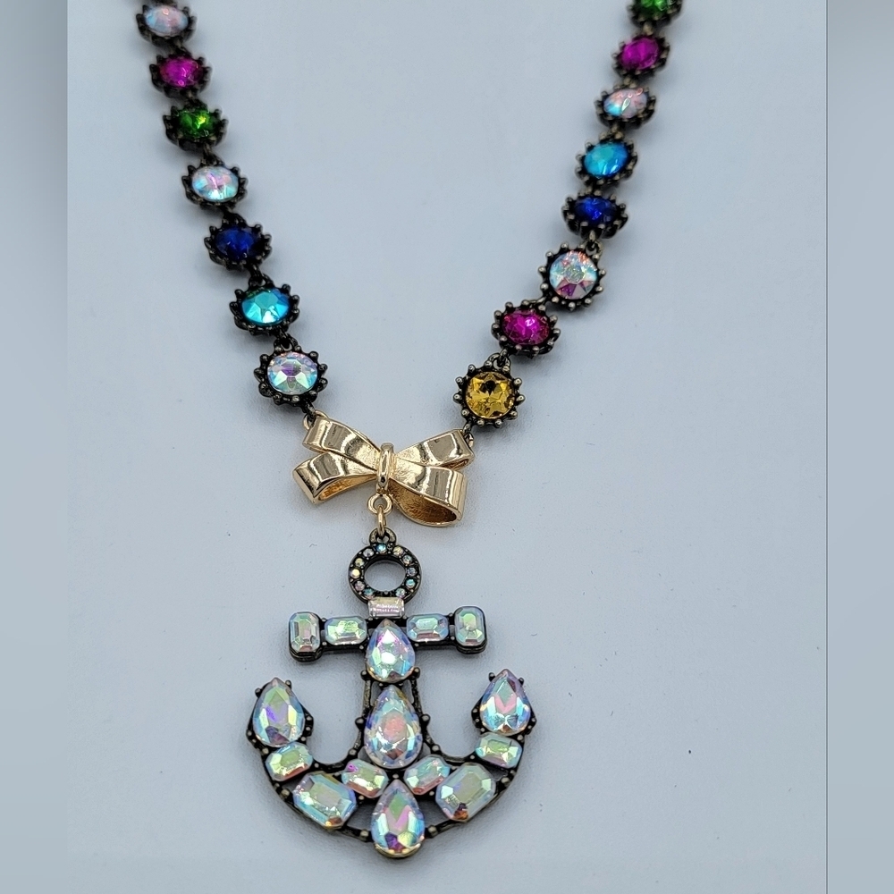 Betsey Johnson Necklace Anchor Crystal NWT #2381 - Picture 7 of 12